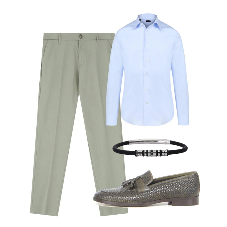 Outfit uomo - Evento all\' aperto!. Stile Business/Elegante per Cerimonia. Abbinamento con braccialetti, pantaloni, camicie, scarpe stringate.
