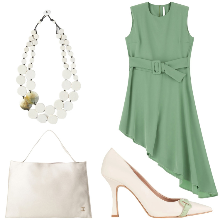 Outfit donna - Total look #2193788. Stile Bon Ton per Cerimonia. Abbinamento con décolleté, vestiti corti, borse a spalla, ciondoli.