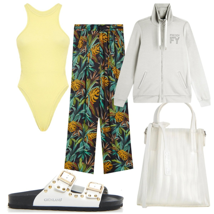 Outfit donna - Total look #2193810. Stile Trendy per Mare. Abbinamento con borse a mano, felpe, pantaloni culotte, ciabatte, costumi interi.
