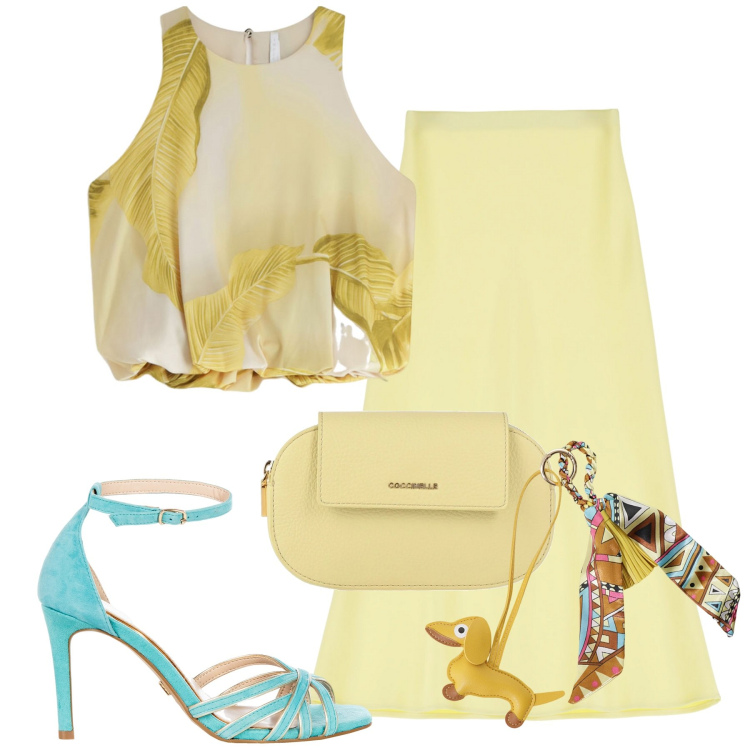 Outfit donna - Roma. Stile Etnico per Tutti i giorni. Abbinamento con borse a mano, sandali col tacco, gonne longuette, top, portachiavi.