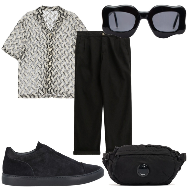 Outfit uomo - Total look #2194275. Stile Trendy per Tutti i giorni. Abbinamento con sneakers, pantaloni, camicie a manica corta, occhiali da sole, borse sportive.