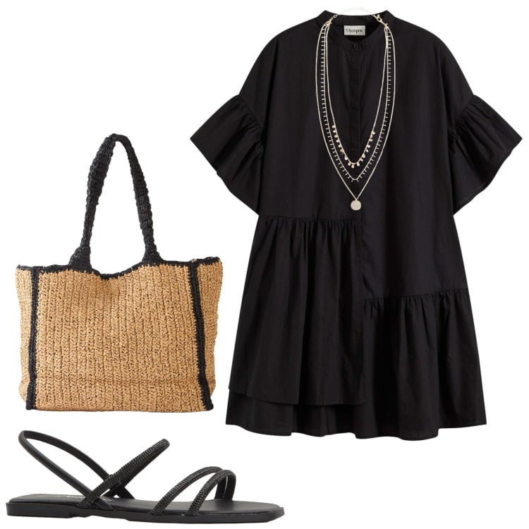 Outfit donna - Bonprix Sale. Stile Casual chic per Tutti i giorni. Abbinamento con shopping bag, sandali, collane, vestiti.