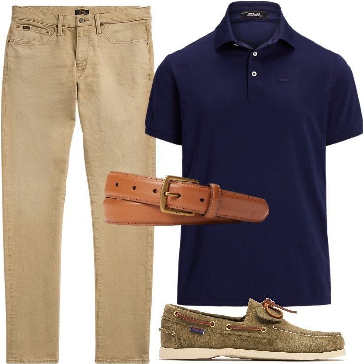 Outfit uomo - Total look #2194438-Luglio. Stile Casual per Ufficio. Abbinamento con jeans, cinture, polo, scarpe stringate.