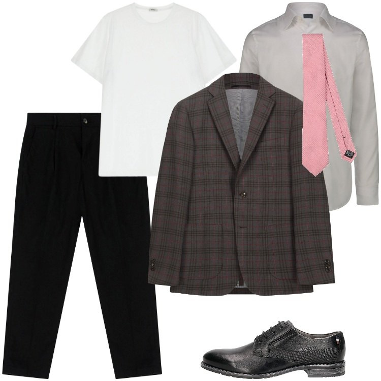 Outfit uomo - Total look #2194445. Stile Business/Elegante per Ufficio. Abbinamento con cravatte, pantaloni chino, t-shirt, scarpe stringate, giacche, camicie.