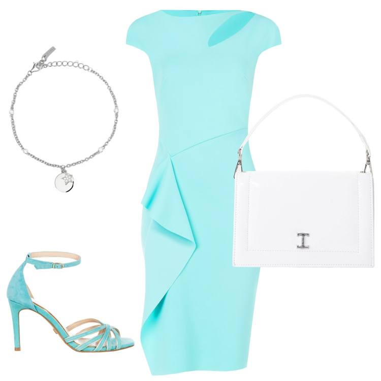 Outfit donna - Alla laurea di mio figlio. Stile Chic per Cerimonia. Abbinamento con vestiti a tubino, sandali col tacco, braccialetti con ciondoli, borse a tracolla.