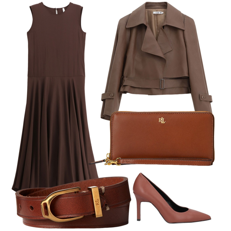 Outfit donna - Ufficio impeccabile. Stile Urban per Ufficio. Abbinamento con décolleté, blazer, vestiti lunghi, braccialetti, pochette.