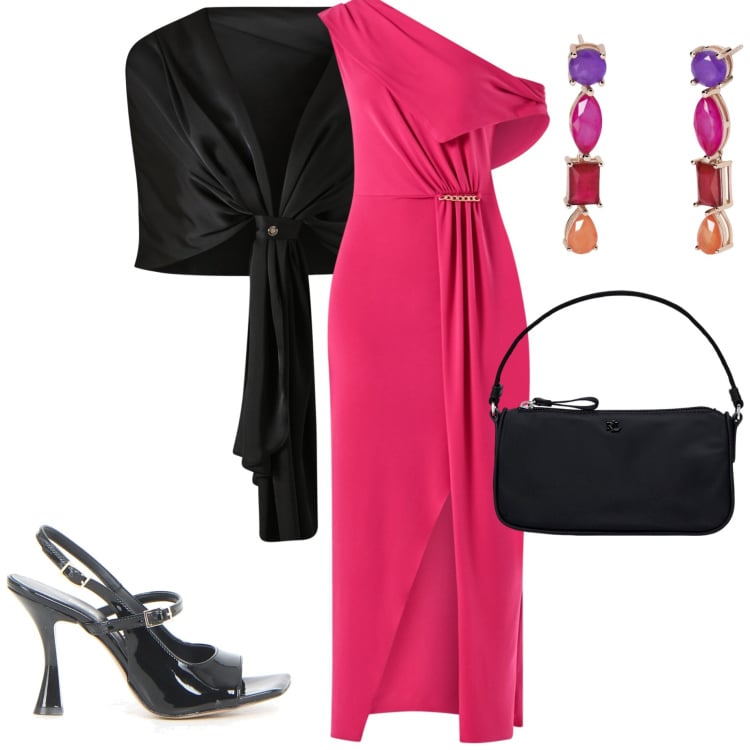 Outfit donna - Saldi estivi Rinascimento. Stile Chic per Cerimonia. Abbinamento con orecchini, scialli, vestiti lunghi, pochette, sandali col tacco.