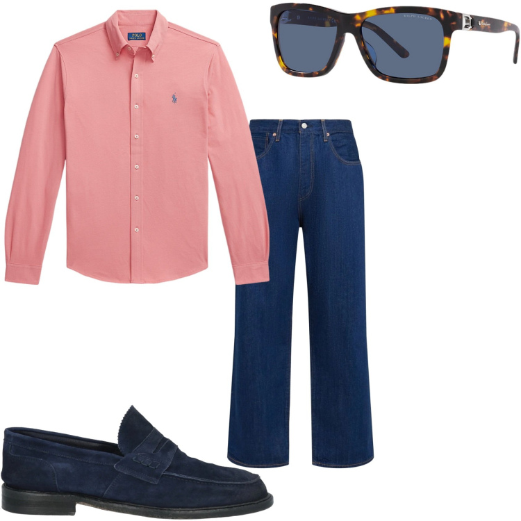 Outfit uomo - Dal pomeriggio alla sera. Stile Urban per Tutti i giorni. Abbinamento con scarpe stringate, camicie, occhiali da sole, jeans.
