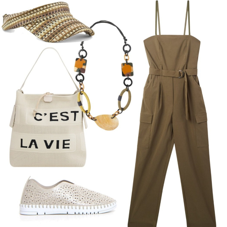 Outfit donna - Urban style. Stile Casual chic per Tutti i giorni. Abbinamento con tute, borse a mano, cappelli con visiera, sneakers, collane.