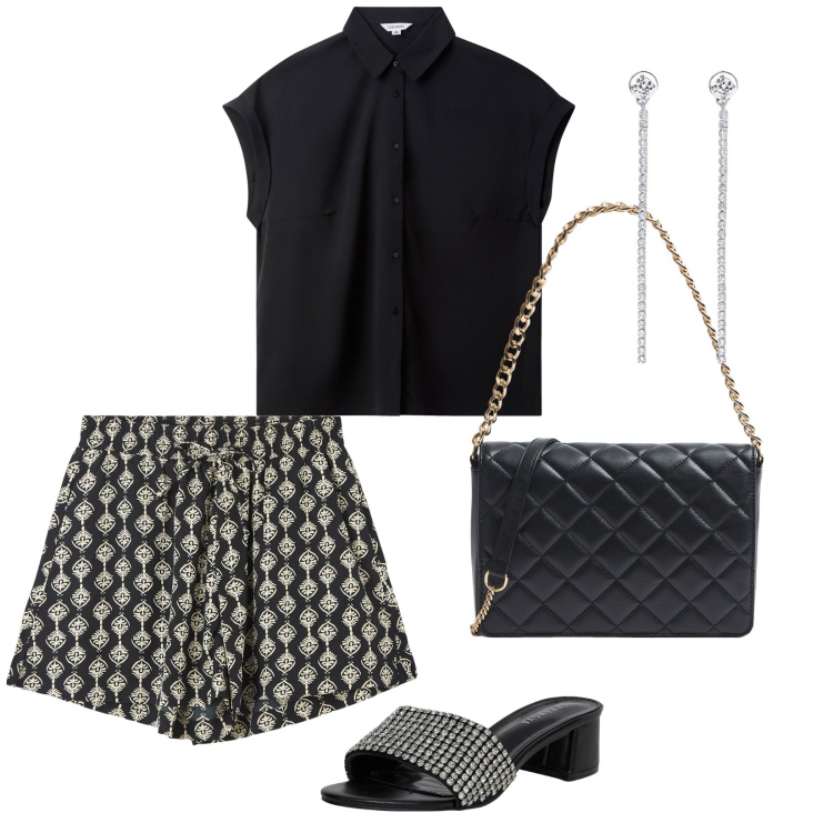 Outfit donna - Le belle ballate. per Serata fuori. Abbinamento con camicie a manica corta, shorts, ciabatte, borse a tracolla, orecchini.