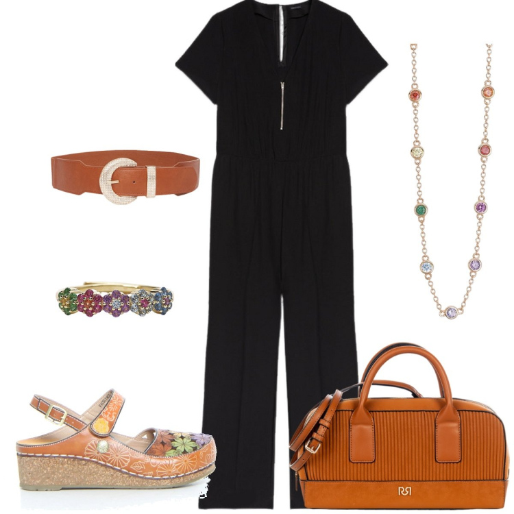 Outfit donna - Total look #2195253. Stile Casual per Tutti i giorni. Abbinamento con anelli, collane, borse a mano, tute, cinture, sandali.