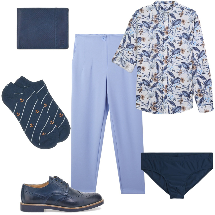 Outfit uomo - Serata speciale. Stile Business/Elegante per Serata speciale. Abbinamento con pantaloni chino, camicie, slip, portafogli, scarpe stringate, calzini.