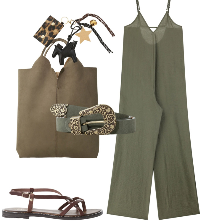 Outfit donna - Dixie. Stile Casual chic per Tutti i giorni. Abbinamento con tute, shopping bag, portachiavi, sandali, cinture.