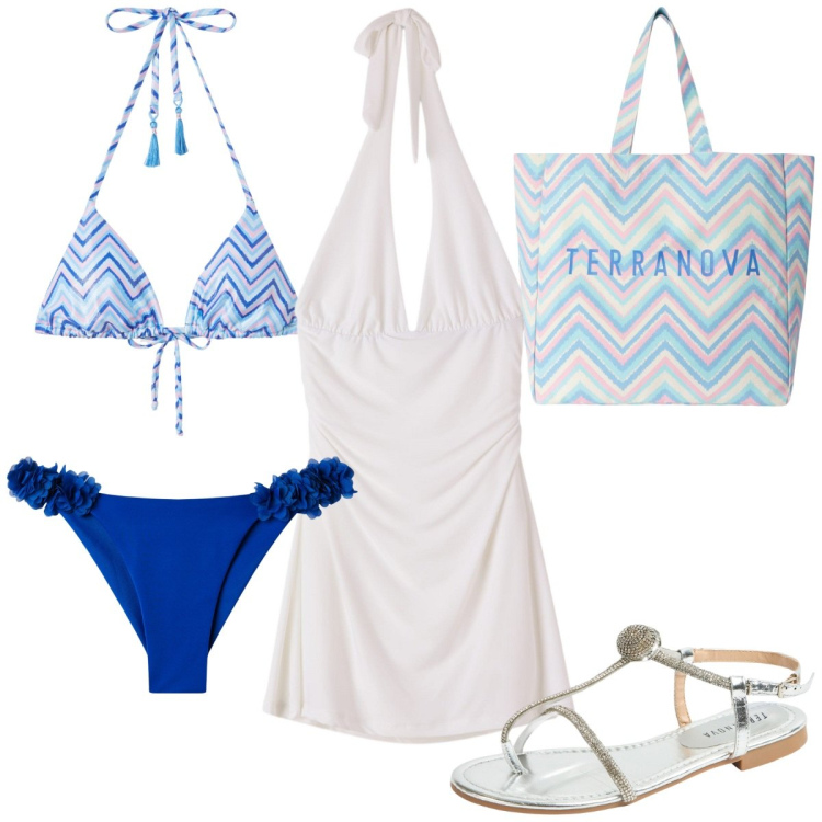 Outfit donna - Terranova Summer Sales 2025: al mare!. Stile Trendy per Mare. Abbinamento con bikini, vestiti corti, bikini, ciabatte, borse tote.