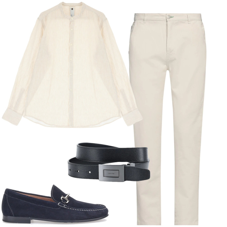 Outfit uomo - Lino in città. Stile Trendy per Tutti i giorni. Abbinamento con cinture, pantaloni, camicie, scarpe stringate.