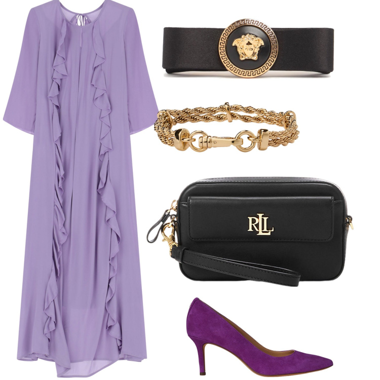 Outfit donna - Total look. Stile Bon Ton per Cerimonia. Abbinamento con vestiti lunghi, pochette, décolleté, braccialetti, accessori per capelli.
