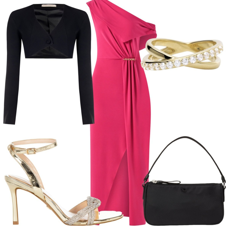 Outfit donna - Rinascimento - saldi glamour. Stile Glamour per Cerimonia. Abbinamento con anelli, vestiti lunghi, bolero, sandali col tacco, pochette.