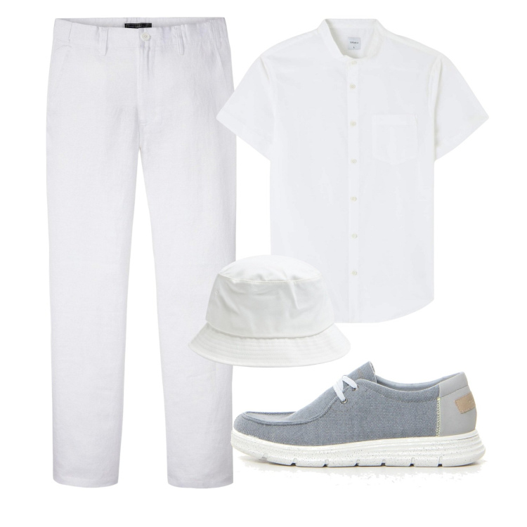 Outfit uomo - Freschezza casual!. Stile Casual per Tutti i giorni. Abbinamento con pantaloni, camicie a manica corta, cappelli, scarpe stringate.