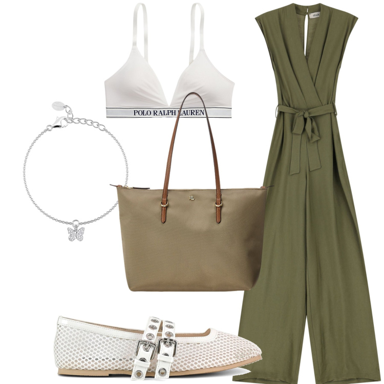 Outfit donna - Dixie dall ufficio alla sera. Stile Urban per Ufficio. Abbinamento con braccialetti con ciondoli, tute, borse tote, reggiseni, ballerine.