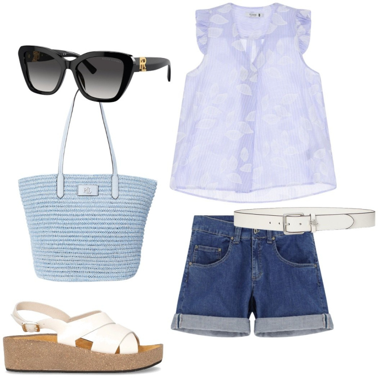 Outfit donna - Tendenza boho chic. Stile Boho per Tutti i giorni. Abbinamento con shorts, canottiere, occhiali da sole, cinture, borse tote, sandali.