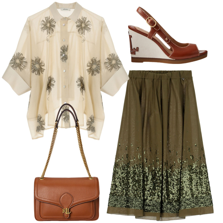 Outfit donna - Dixie sale. Stile Boho per Tutti i giorni. Abbinamento con borse a spalla, sandali in pelle, camicie, gonne lunghe.