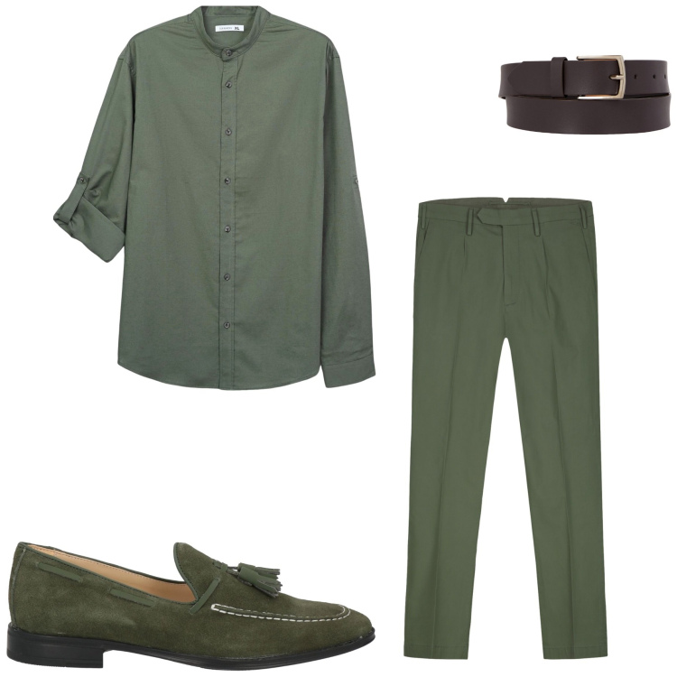 Outfit uomo - Monocolore in ufficio. Stile Business/Elegante per Ufficio. Abbinamento con scarpe stringate, camicie, pantaloni, cinture.