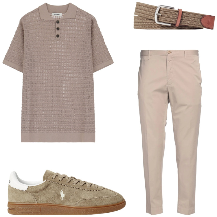 Outfit uomo - Serata con amici. Stile Trendy per Serata speciale. Abbinamento con pantaloni chino, camicie, cinture, sneakers.