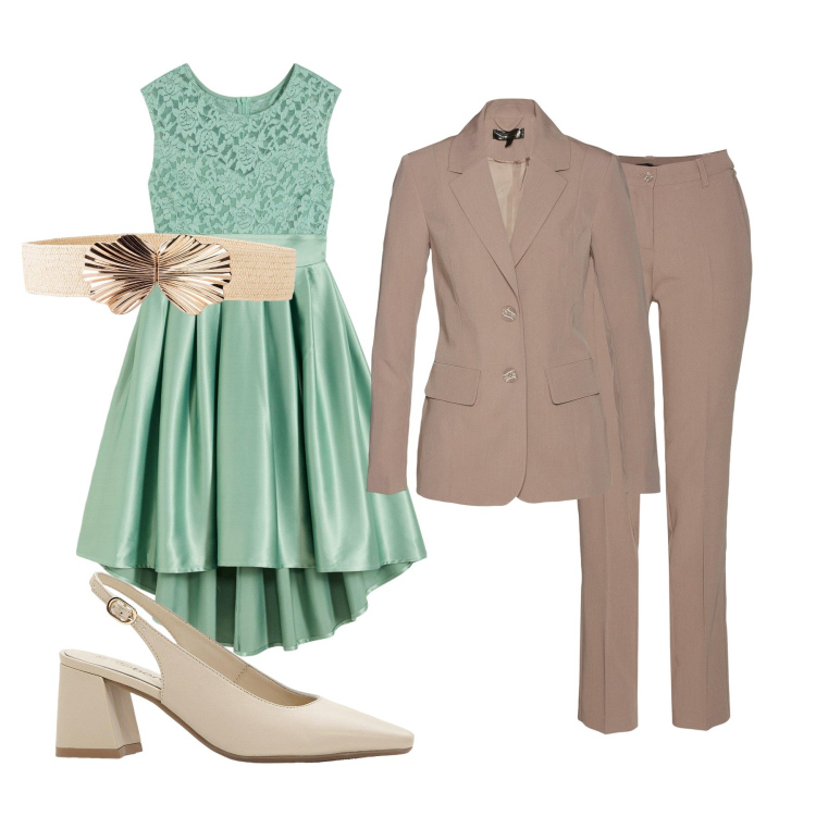 Outfit donna - Giorno e notte. Stile Bon Ton per Cerimonia. Abbinamento con giacche, vestiti asimmetrici, cinture, décolleté.