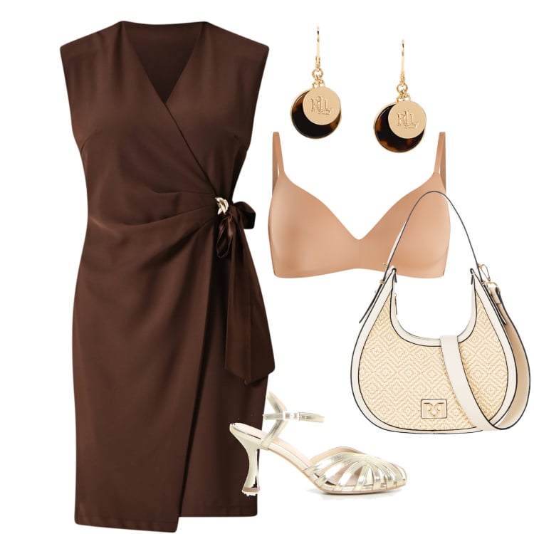 Outfit donna - Summer Cioccolato. Stile Bon Ton per Serata fuori. Abbinamento con vestiti a tubino, reggiseni a balconcino, borse a mano, orecchini, sandali col tacco.