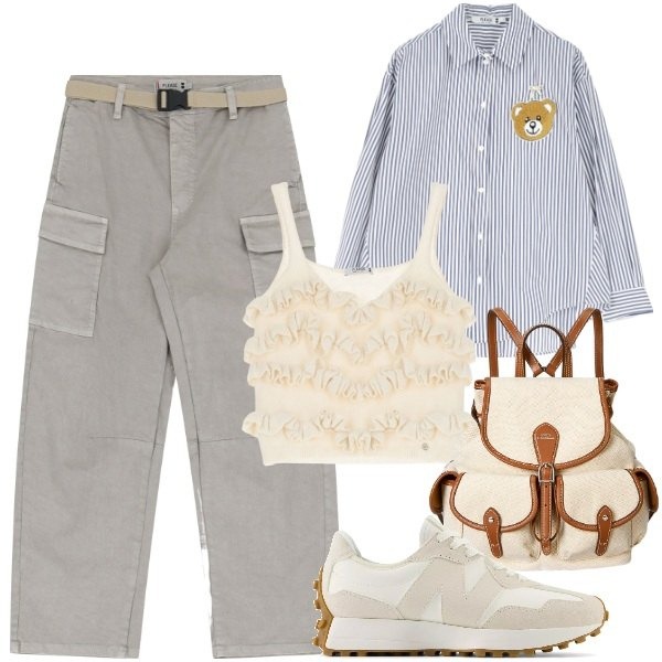 Outfit donna - Please - Summer Sale SS25. Stile Urban per Tutti i giorni. Abbinamento con sneakers, pantaloni chino, camicie, top, zaini.