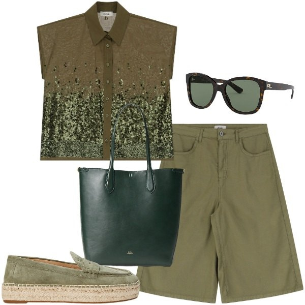 Outfit donna - Dixie - Summer Sale SS25. Stile Urban per Tutti i giorni. Abbinamento con camicie a manica corta, shorts, borse tote, espadrillas, occhiali da sole.