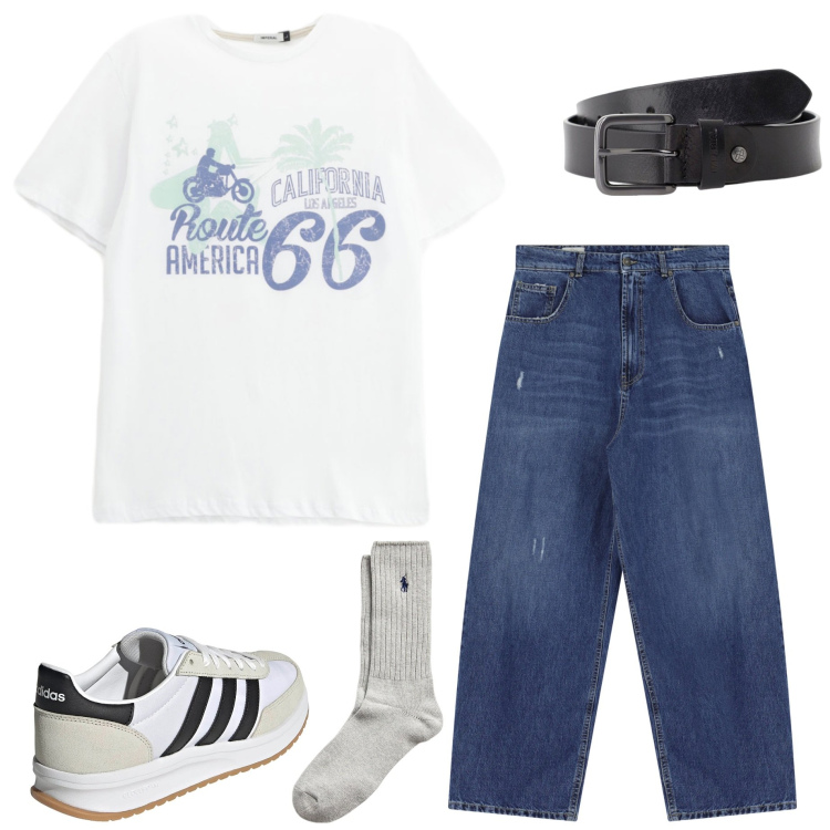 Outfit uomo - Imperial Summer Sale. Stile Casual per Tutti i giorni. Abbinamento con t-shirt, jeans, cinture, calzini, sneakers.