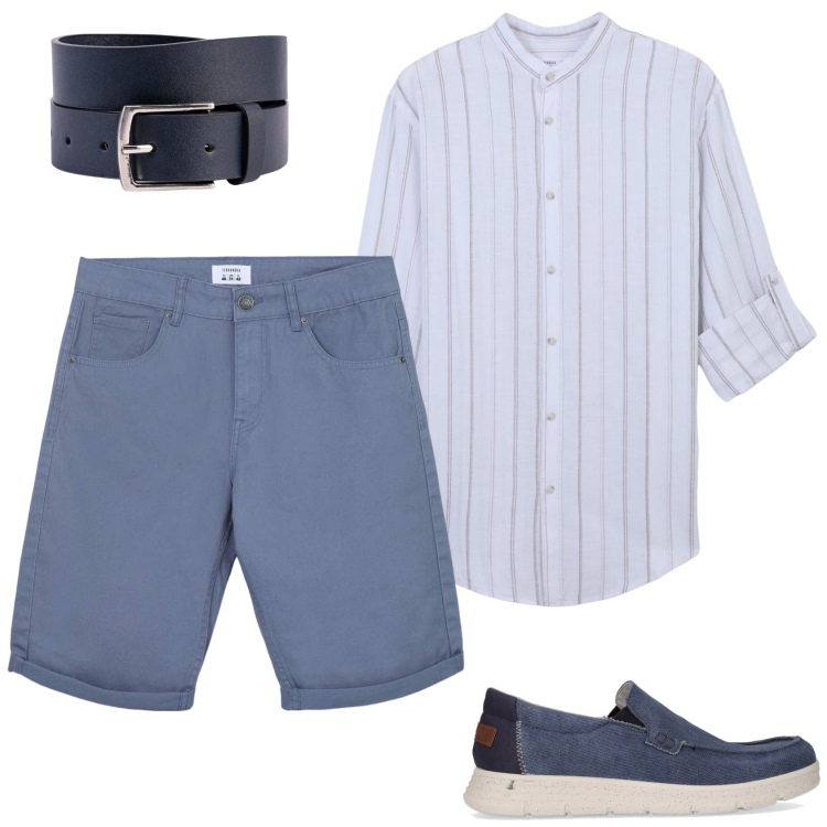 Outfit uomo - Rilassato ma con stile. Stile Trendy per Tutti i giorni. Abbinamento con camicie, bermuda, cinture, scarpe stringate.