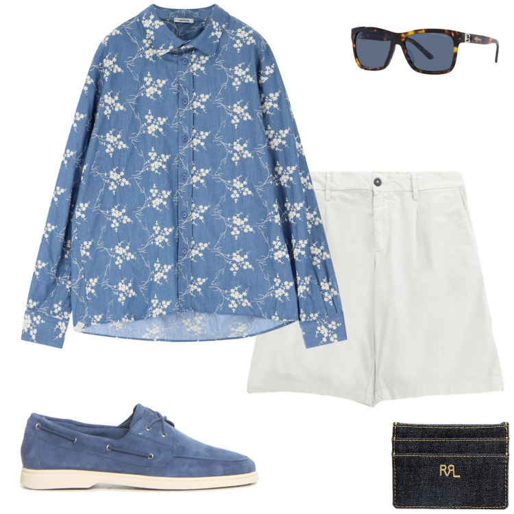 Outfit uomo - Imperial Summer Sale. Stile Urban per Tutti i giorni. Abbinamento con camicie, bermuda, portafogli, occhiali da sole, scarpe stringate.