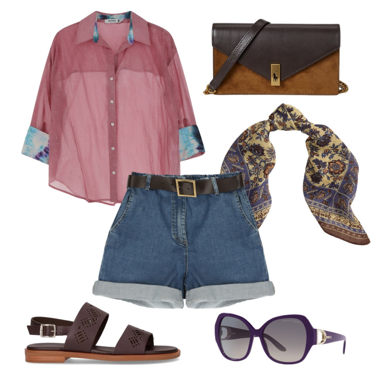 Outfit donna - Gli shorts con stile. Stile Casual chic per Tutti i giorni. Abbinamento con bermuda, camicie, clutch, occhiali da sole, foulard, sandali.