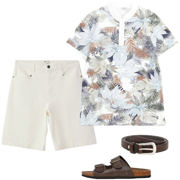 Outfit uomo - Total look #2196598. Stile Trendy per Mare. Abbinamento con bermuda, sandali, polo, cinture.