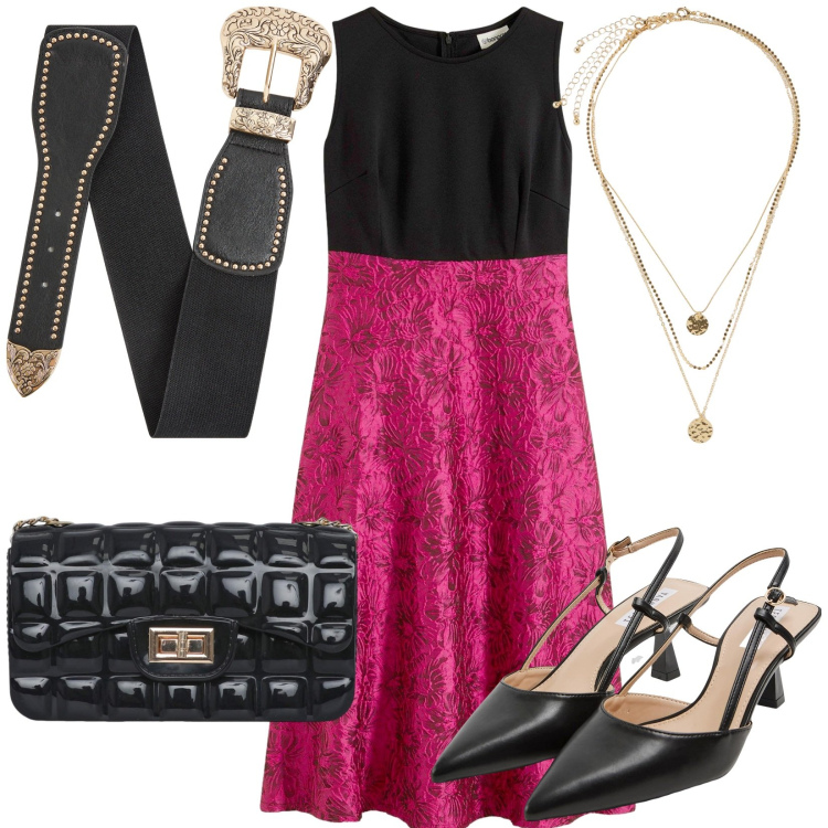 Outfit donna - Pranzo di lavoro. Stile Bon Ton per Ufficio. Abbinamento con vestiti midi/longuette, collane, sabot, cinture, borse a tracolla.