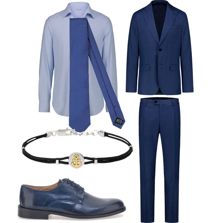 Outfit uomo - Cerimonia in vista. Stile Business/Elegante per Cerimonia. Abbinamento con cravatte, braccialetti, scarpe stringate, camicie, abiti.