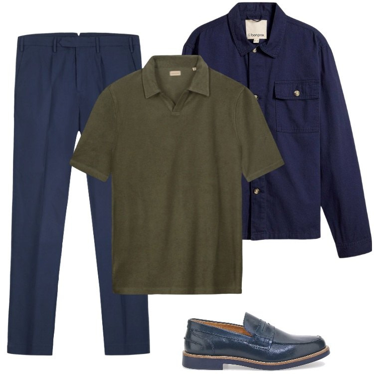 Outfit uomo - Total look #2196741. Stile Business/Elegante per Ufficio. Abbinamento con giacche, scarpe stringate, pantaloni, polo.