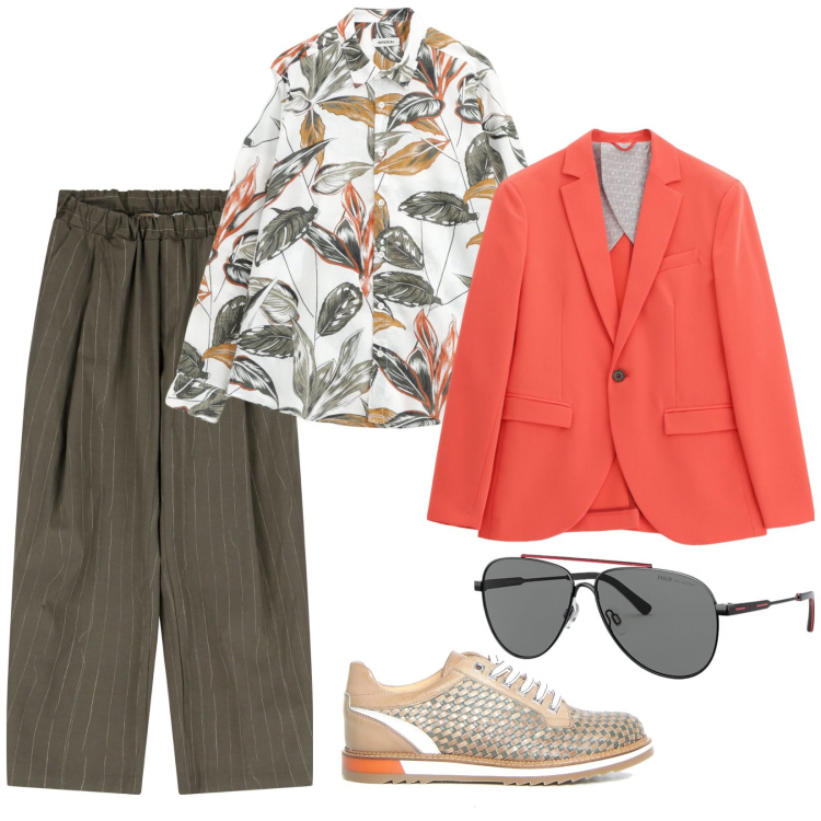 Outfit uomo - Mix & mach. Stile Trendy per Tutti i giorni. Abbinamento con giacche, pantaloni, camicie, occhiali da sole, scarpe stringate.