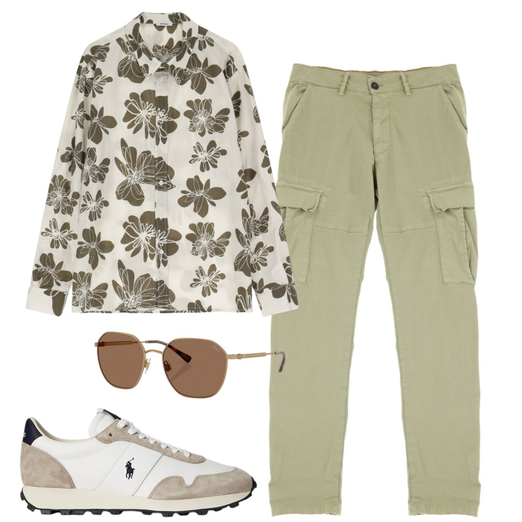 Outfit uomo - Imperial summer sales. Stile Casual per Tutti i giorni. Abbinamento con camicie, pantaloni cargo, occhiali da sole, sneakers.