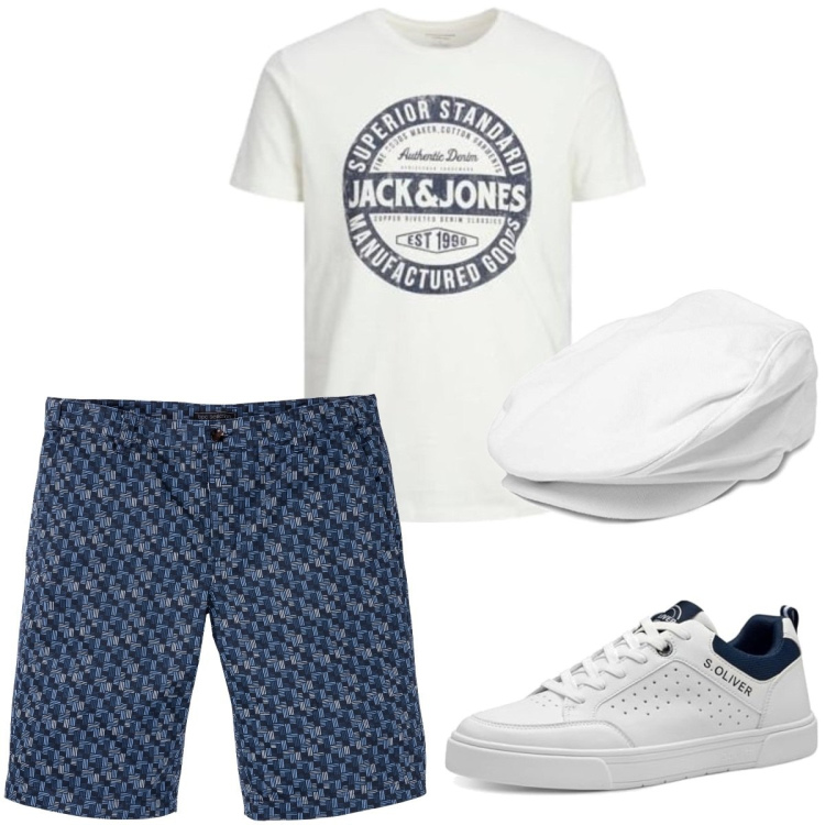 Outfit homme - Casual #14621. Style Casual pour Tous les jours. Assortir avec bermuda, sneakers, t-shirts, chapeaux.