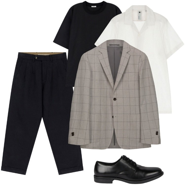 Outfit uomo - Total look #2197132. Stile Business/Elegante per Ufficio. Abbinamento con pantaloni chino, camicie a manica corta, t-shirt, giacche, scarpe stringate.