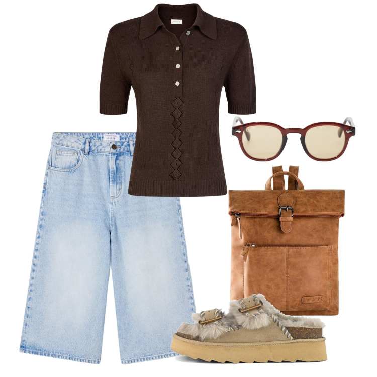 Outfit donna - Vacanze in montagna - @tiffany22. Stile Casual per Tutti i giorni. Abbinamento con zaini, pantaloni corti, occhiali da sole, polo, sandali.