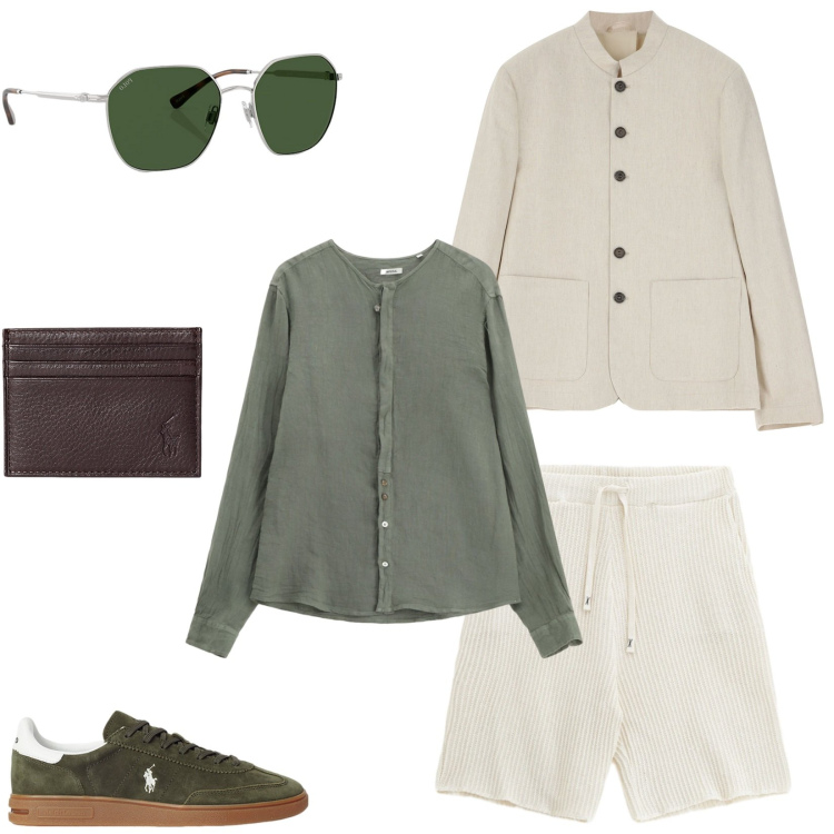 Outfit uomo - Imperial Summer Sales. Stile Casual per Serata speciale. Abbinamento con giacche, bermuda, camicie, portafogli, sneakers, occhiali da sole.