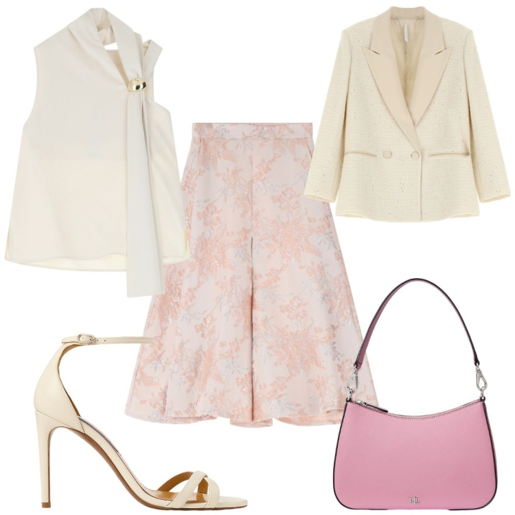Outfit donna - Imperial Summer Sales SS25 cerimonia est. Stile Romantica per Cerimonia. Abbinamento con gonne, top, blazer, sandali col tacco, borse a spalla.
