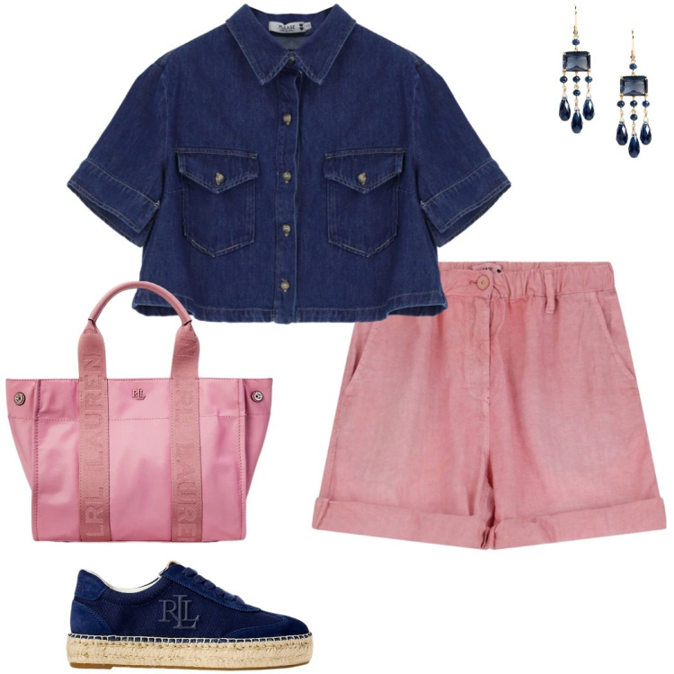 Outfit donna - Please Summer Sale. Stile Casual chic per Tutti i giorni. Abbinamento con shorts, camicie, sneakers, borse tote, orecchini.