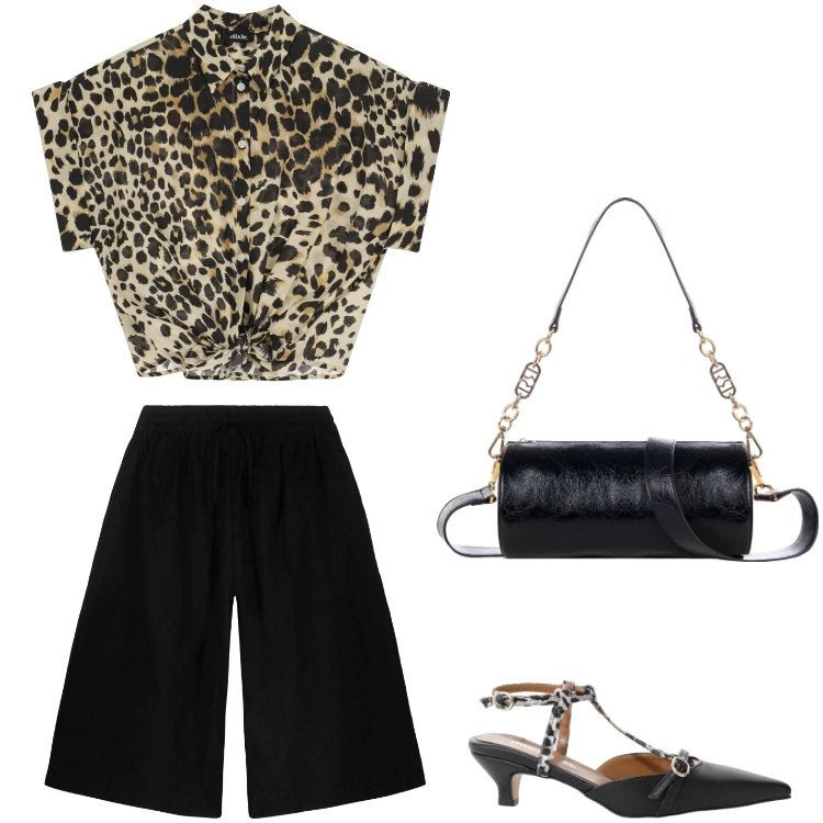 Outfit donna - Total look #2197388. Stile Urban per Serata fuori. Abbinamento con borse a mano, décolleté, camicie a manica corta, bermuda.