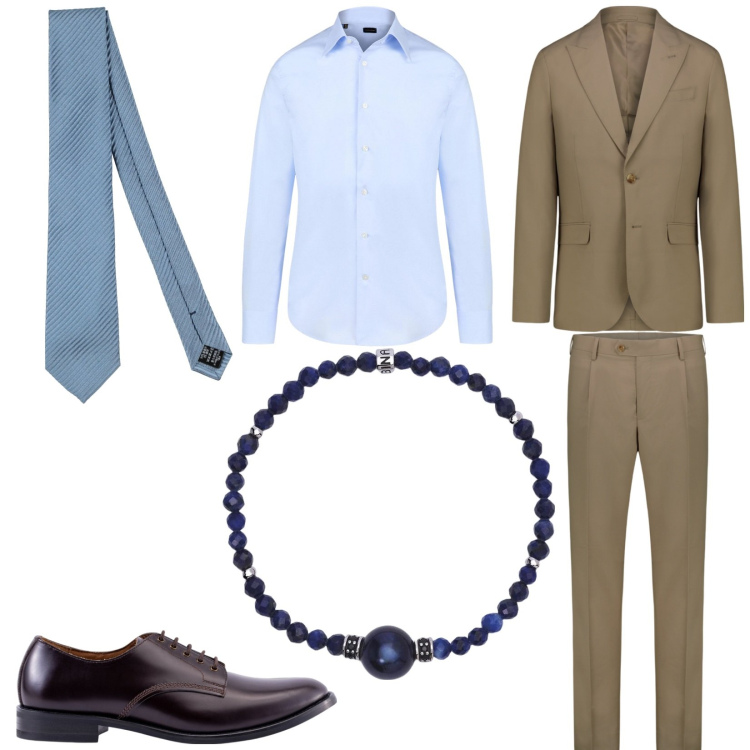 Outfit uomo - Total look #2197444. Stile Business/Elegante per Tutti i giorni. Abbinamento con cravatte, braccialetti, camicie, scarpe stringate, abiti.