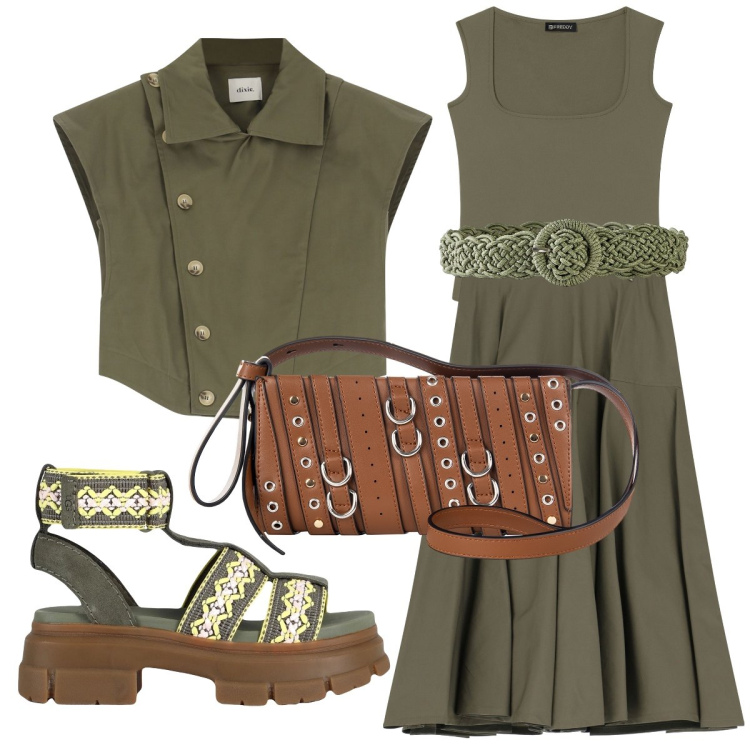 Outfit donna - I sandali firmati UGG. Stile Trendy per Tutti i giorni. Abbinamento con cinture, sandali col tacco, borse a spalla, body, gilet, gonne lunghe.